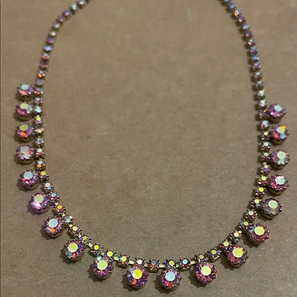 Pink and Gold Vintage Rhinestone Necklace, Stunning vintage rhinestones! - Picture 10 of 17